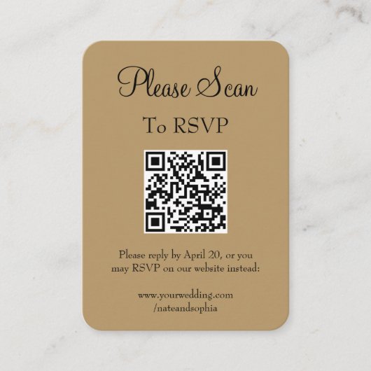 シンプルモダン金ゴールド結婚のQRコードのスキャン エンクロージャーカード (正面)