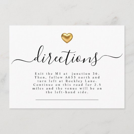 シンプルモダン金ゴールド結婚ハート方向 エンクロージャーカード (正面)