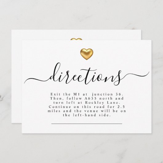 シンプルモダン金ゴールド結婚ハート方向 エンクロージャーカード (正面/裏面)