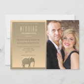 シンプルモダン金ゴールド結婚写真 招待状 (正面)