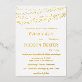 シンプルモダン金ゴールド結婚銀河系 箔招待状