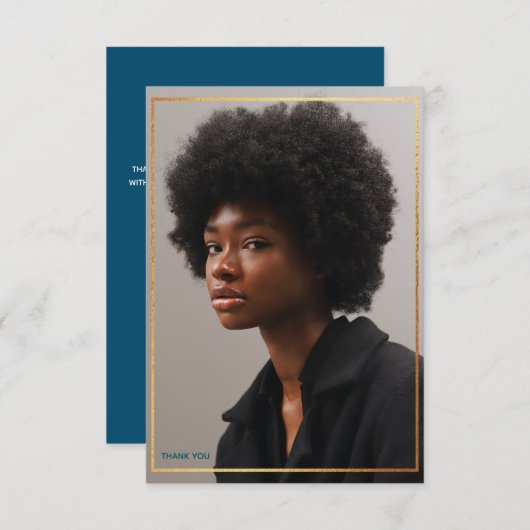 シンプルモダン金ゴールド縁ど卒業ありInv 招待状 (正面/裏面)