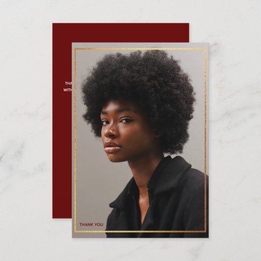 シンプルモダン金ゴールド縁ど卒業ありInv 招待状 (正面/裏面)