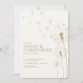 シンプルモダン金ゴールドDandelion結婚の 招待状 (正面)