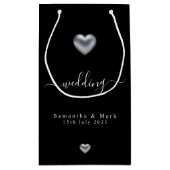 シンプルモダン銀ハート結婚の小抱き枕 スモールペーパーバッグ (裏面)