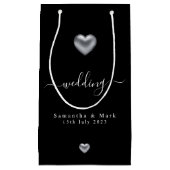 シンプルモダン銀ハート結婚の小抱き枕 スモールペーパーバッグ (正面)