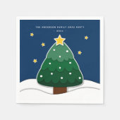 シンプルモダン雪のクリスマスツリーパーティー スタンダードカクテルナプキン (正面)