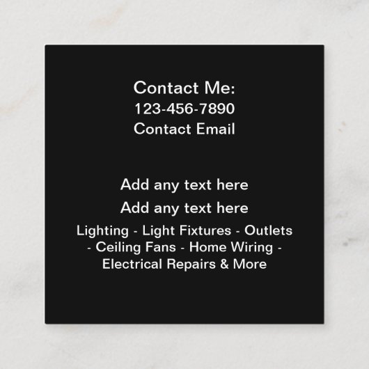 シンプルモダン電気工事士名刺テンプレート スクエア名刺 (裏面)