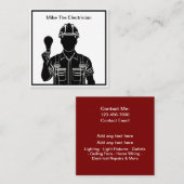 シンプルモダン電気工事士名刺デザイン スクエア名刺 (正面/裏面)