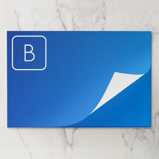 シンプルモダン青グラデーショグラデーションン&モノグラム ペーパーパッド (折り畳み)