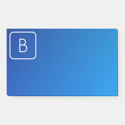 シンプルモダン青グラデーショグラデーションン&モノグラム ポストイット (正面)