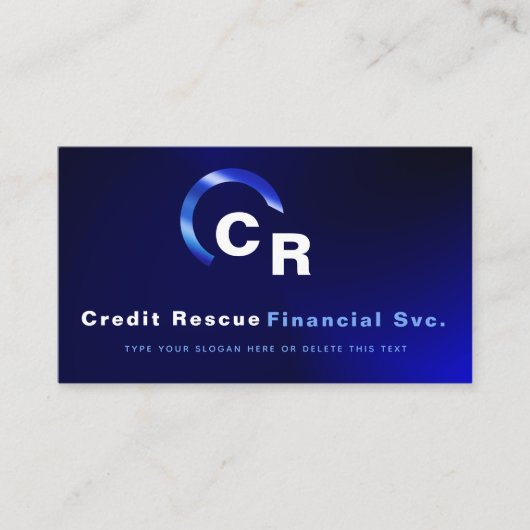 シンプルモダン青ロゴプロフェッショナル写真 名刺 (正面)