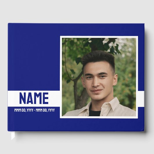 シンプルモダン青2生命のお祝い ゲストブック (正面)