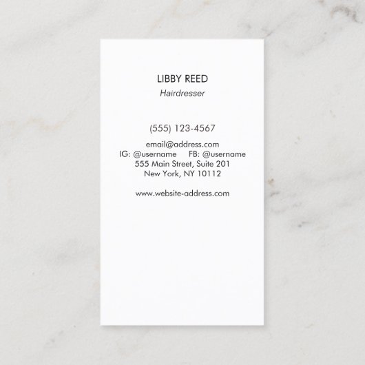 シンプルモダン髪型はさみ白 名刺 (裏面)