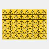 シンプルモダン黄と黒の注意シンボルや象徴 ラッピングペーパーシート (正面2)