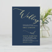 シンプルモダン黄海軍結婚書道 招待状 (スタンド正面)