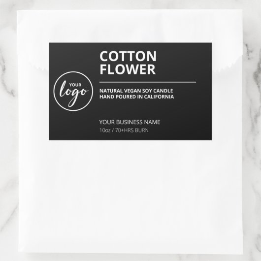 シンプルモダン黒しょうゆうラベル 長方形シール (バッグ)