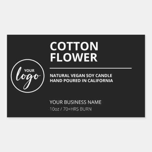 シンプルモダン黒しょうゆうラベル 長方形シール (正面)