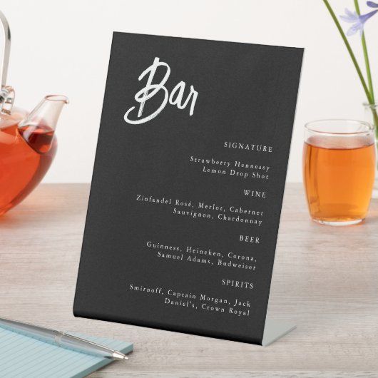 シンプルモダン黒と白の結婚バー標識 台座サイン (インサイチュ)