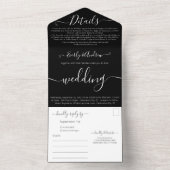 シンプルモダン黒と白の結婚写真 オールインワン招待状 (内側)