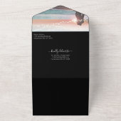 シンプルモダン黒と白の結婚写真 オールインワン招待状 (外側)