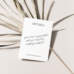 シンプルモダン黒と白の結婚詳細 エンクロージャーカード