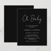 シンプルモダン黒バジェット赤ちゃんシャワー招待状 (正面/裏面)