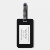 シンプルモダン黒レッド金ゴールドモノグラムのイニシャル ラゲッジタグ (裏面縦)