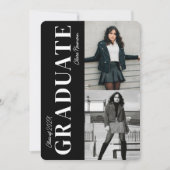 シンプルモダン黒写真部卒業パーティー 招待状 (正面)