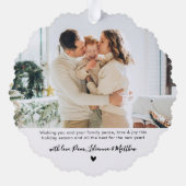 シンプルモダン黒台本2写真クリスマス オーナメントカード (裏面)