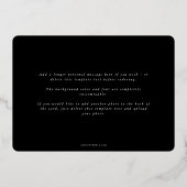 シンプルモダン黒独身の写真新年 箔シーズンカード (裏面)