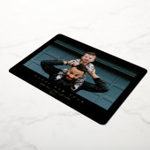 シンプルモダン黒独身の写真新年 箔シーズンカード (回転した状態)