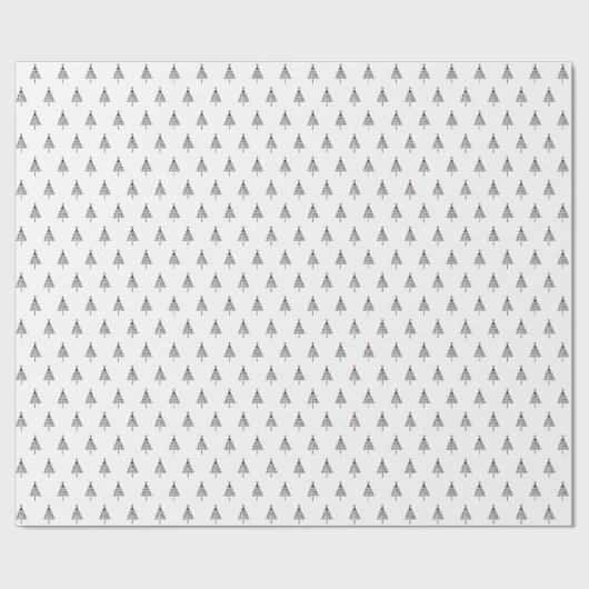 シンプルモダン黒白クリスマスツリー ラッピングペーパー (フラット)