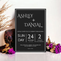 シンプルモダン黒白スクリプトシック結婚ズ