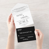 シンプルモダン黒白結婚書 オールインワン招待状 (貼ってはがせる)