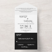 シンプルモダン黒白結婚書 オールインワン招待状 (内側)