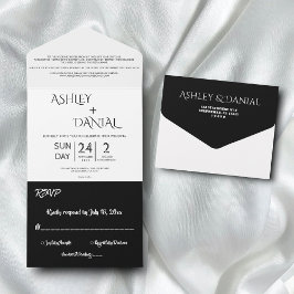 シンプルモダン黒白結婚書 オールインワン招待状