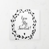 シンプルモダン黒結婚白の3倍Inv 三つ折り招待状 (カバー)