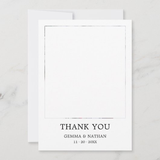 シンプルモダン黒1写真結婚のサンキューカード サンキューカード (正面)