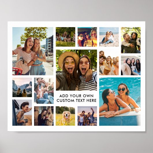 シンプルモダン15枚フォトコラージュ ポスター (正面)