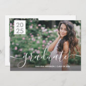 シンプルモダン2写真卒業 案内状 (正面/裏面)