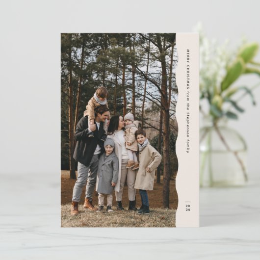 シンプルモダン2枚の波状のクリスマス シーズンカード (スタンド正面)