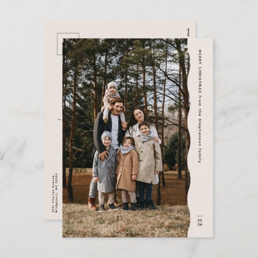 シンプルモダン2枚の波状のクリスマス シーズンポストカード (正面/裏面)