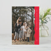 シンプルモダン2枚の波状の縁の赤いクリスマス シーズンカード (スタンド正面)