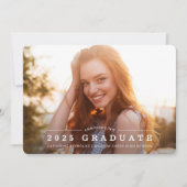 シンプルモダン2枚写真卒業アナウンスメント 招待状 (正面)