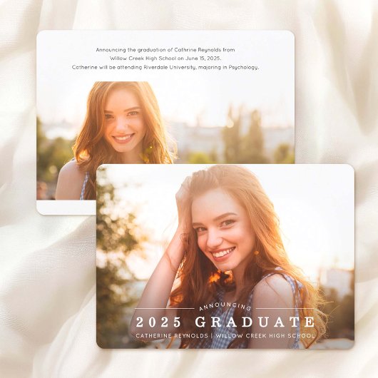 シンプルモダン2枚写真卒業アナウンスメント 招待状