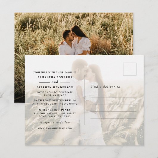 シンプルモダン2 – 写結婚真 インビテーションポストカード (正面/裏面)