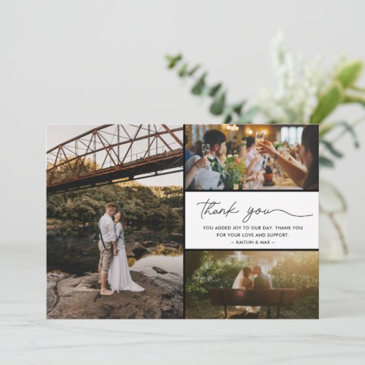 シンプルモダン3写真の結婚ありがとう サンキューカード (スタンド正面)
