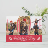 シンプルモダン3写真コラージュ赤バレンタインデー シーズンカード (スタンド正面)