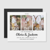 シンプルモダン3枚の写真結婚式 マグネット招待状 (正面/裏面)